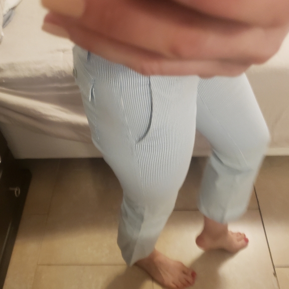 Theory blue white striped cropped pants (0) - Picture 14 of 16